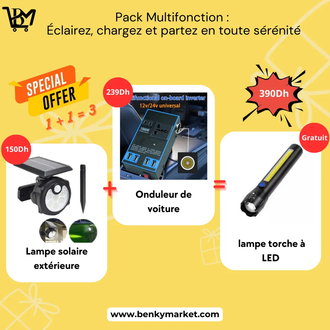 Pack Multifonction : Éclairez, chargez et partez en toute sérénité