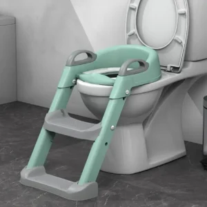 Siège de toilette pour enfants ajustable et pliable avec échelle escabeau