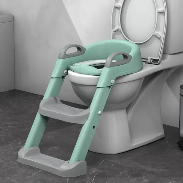 Siège de toilette pour enfants ajustable et pliable avec échelle escabeau