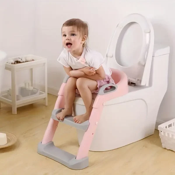 Siège de toilette pour enfants ajustable et pliable avec échelle escabeau