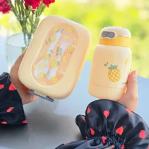 طقم وجبة عملي للأطفال – علبة غذاء محكمة + زجاجة + أدوات مائدة